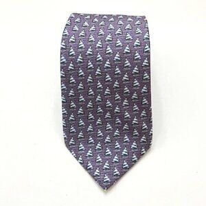 Vineyard Vines Purple Sailboats Print 100% Silk Men's Nautical Tie